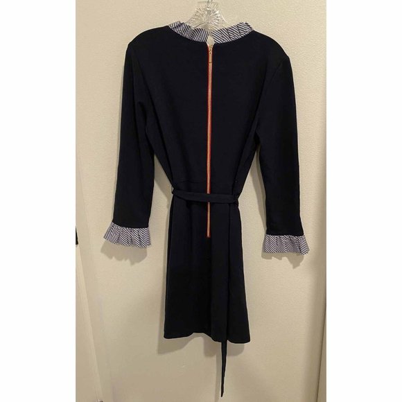 1901 Built In Stripe Collar Shirt Dress Belted Work Size  14 - Picture 6 of 7